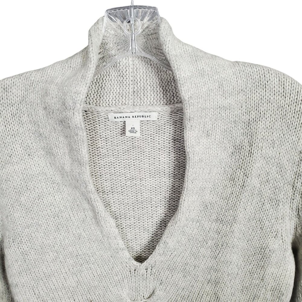 Banana Republic Womens XS Sweater Cable Knit Deep V Lambswool Cashmere Modal - Picture 10 of 11
